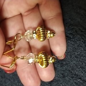Gold and crystal accent earrings